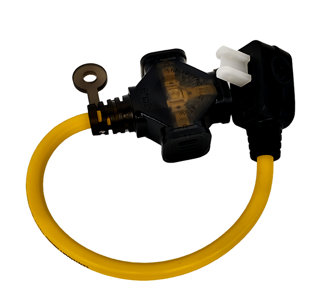 PowerWork 動力工廠 1對3座耐熱動力軟線, 0.3m, 黃色, 1條