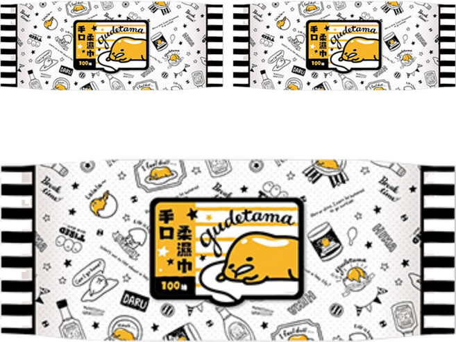 Aguchi 亞古奇 Sanrio 三麗鷗 蛋黃哥 手口柔濕巾 掀蓋型, 1入, 3包