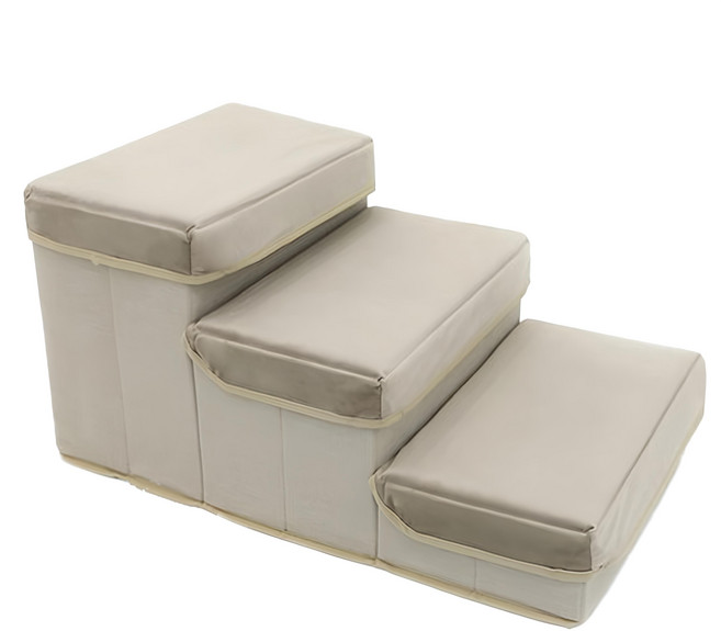 Tamsaa 收納式寵物3層階梯, 米色, 1個