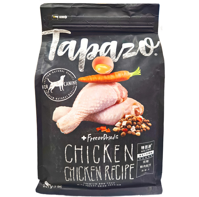 Tapazo 熟齡犬 凍乾三重奏主食, 低敏雞肉配方, 907g, 1袋