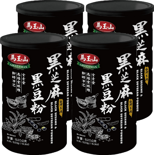 馬玉山 黑芝麻黑豆粉, 520g, 4罐