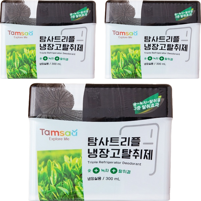 Tamsaa 冰箱用竹炭去味劑, 3個, 300ml