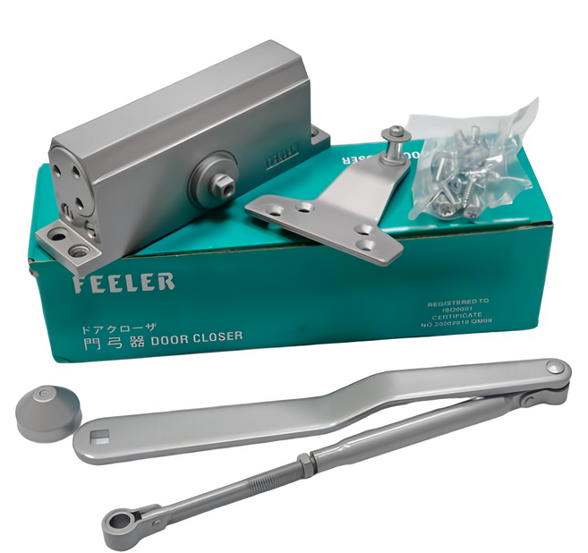 FEELER 自動門弓器 內停檔 垂直安裝 S-7012, 銀色, 1個