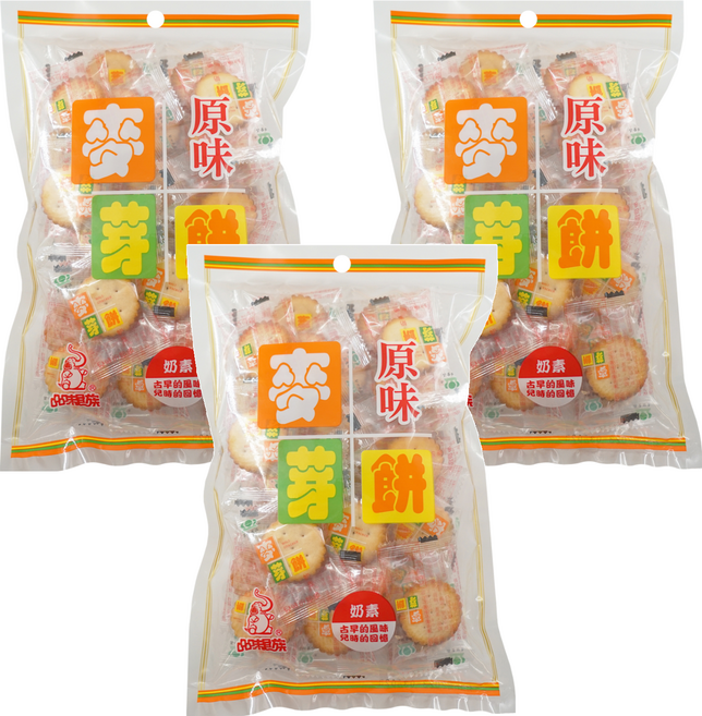 品味食族 原味麥芽餅, 220g, 3袋