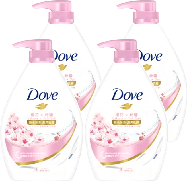 Dove 多芬 櫻花 粉鹽 清爽柔膚沐浴露, 900g, 4瓶