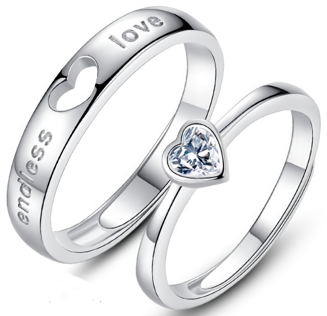 YUEMEIYD 커플링 1+1 전기도금 오픈 하트 펀칭 메탈 반지