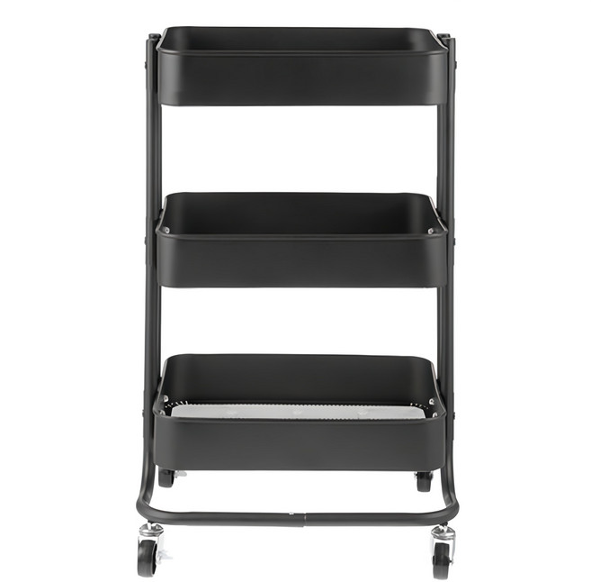 Tamsaa 堅固鐵製三層置物推車, 黑色