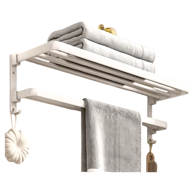 毛巾架雙折疊架, 白色, 1個