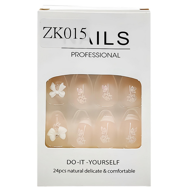 穿戴甲立體彩繪款美甲貼片 24片, ZK015, 1盒