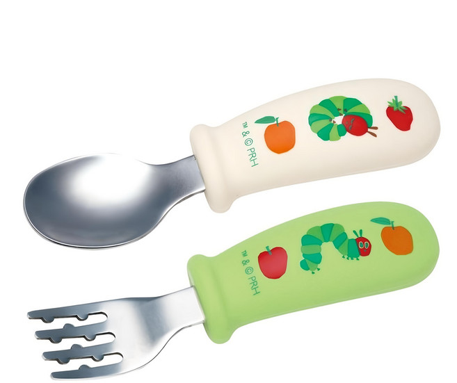 Skater 不鏽鋼彎柄湯叉組, 1組, 湯匙 + 叉子, 好餓的毛毛蟲 多色