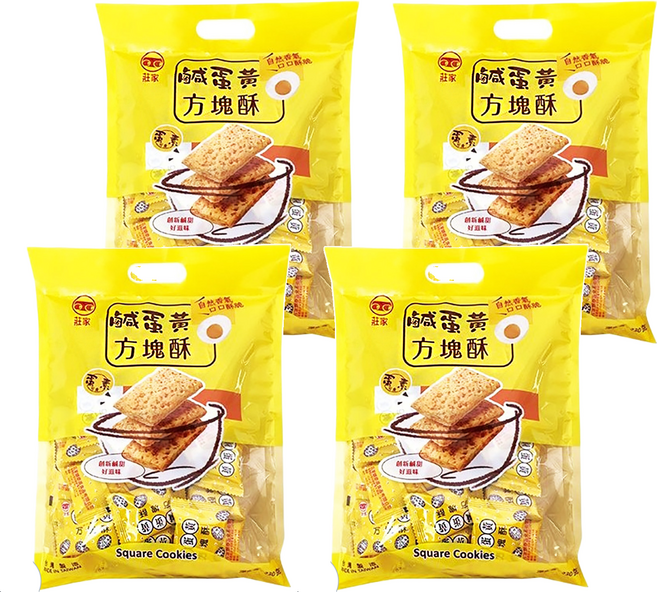 莊家 錦泰昌鹹蛋黃方塊酥 蛋素者可食用 在地新鮮蛋黃 新口味, 230g, 4袋