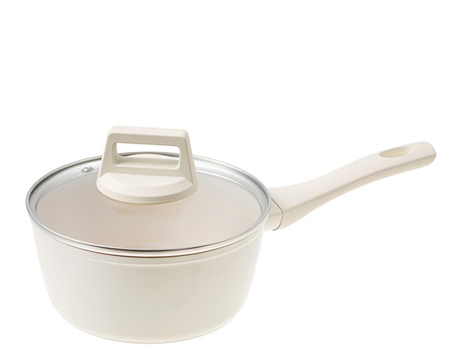 VILIVIN IH電磁爐適用 鑄造單柄湯鍋, 1個, 18cm, 奶油白