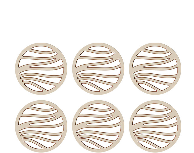 SUNORO 鏤空式防滑隔熱墊 6件組 圓形, 摩卡棕, 1組