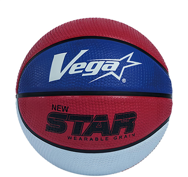 台灣 Vega ALL STAR 耐磨星星顆粒橡膠籃球 紅藍白, OBR-729S, 1個