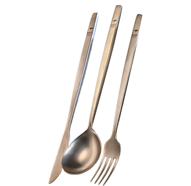 keith Titanium 鎧斯 實心長柄西餐純鈦餐具3件組, 純鈦色, 湯匙 + 餐刀 + 叉子, 1組