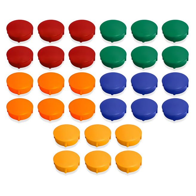 magpia 彩色圓形無光磁鐵 中, 多色, 30個