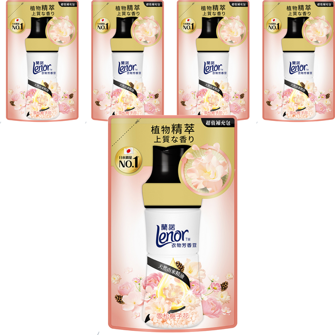 Lenor 蘭諾 衣物芳香豆 雪松梔子花 補充包, 5包, 440ml