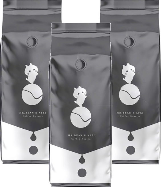 MR.BEAN&AFEI 豆豆先生與他的阿肥 耶加雪菲日曬草莓沃卡 咖啡豆, 咖啡豆(無研磨), 450g, 3包