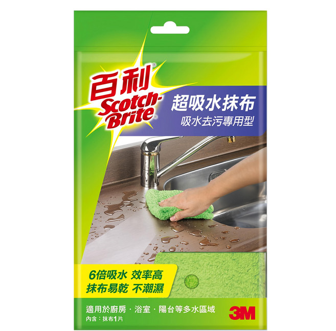 3M Scotch-Brite 百利 超吸水抹布 單片包, 1包