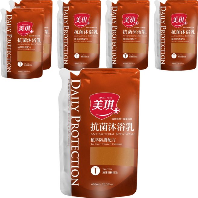 美琪 抗菌沐浴乳補充包 茶樹, 600ml, 6包