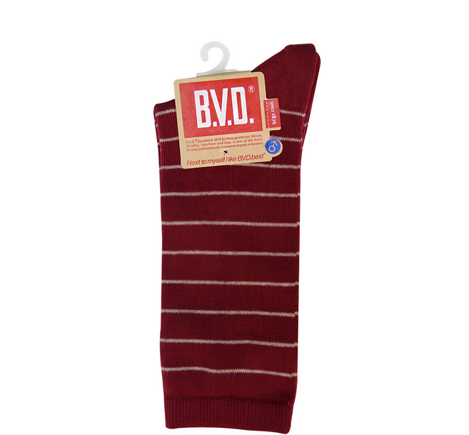 B.V.D. 細條紋男襪-B207 80%棉 2.5%橡膠 2.5%彈性纖維 15%聚酯纖維