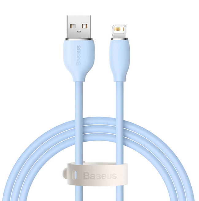 Baseus 倍思 果凍系列 USB-iPhone 液態矽膠快充傳輸線 2.4A, 藍色, 1.2m, 1條