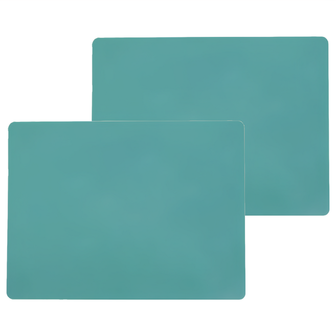 北歐風 純色防水隔熱矽膠餐墊2件組, 藍綠色, 1組