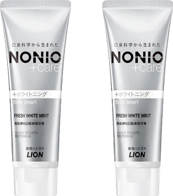 LION 獅王 NONIO 終結口氣牙膏 晶燦亮白 雙重淨化因子 LSS成分 長效清新口氣, 130g, 2條