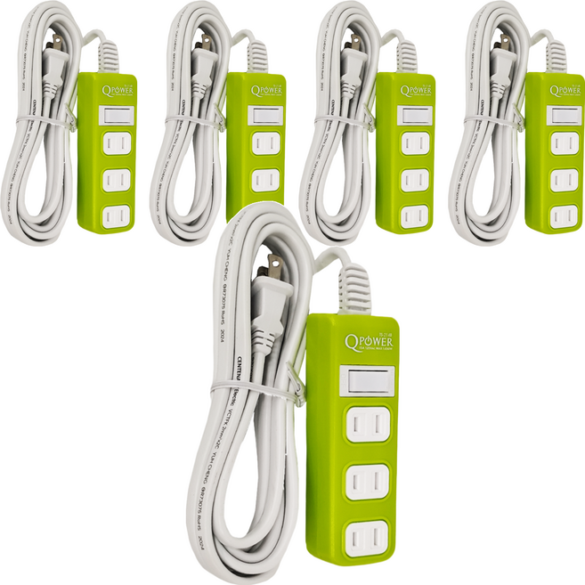 Tyson 太順電業 QPOWER 太超值 1開4插延長線插座 2孔 TS-214B, 2.7m, 萊姆色, 5條