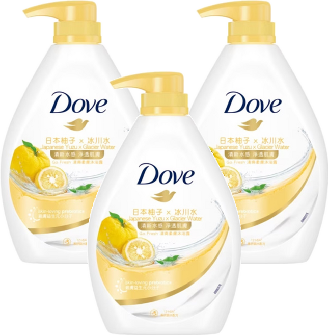 Dove 多芬 活力柚香沐浴露, 900ml, 3瓶