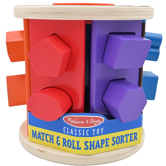 Melissa&Doug 瑪莉莎 益智 木製形狀配對收納盒, 1組