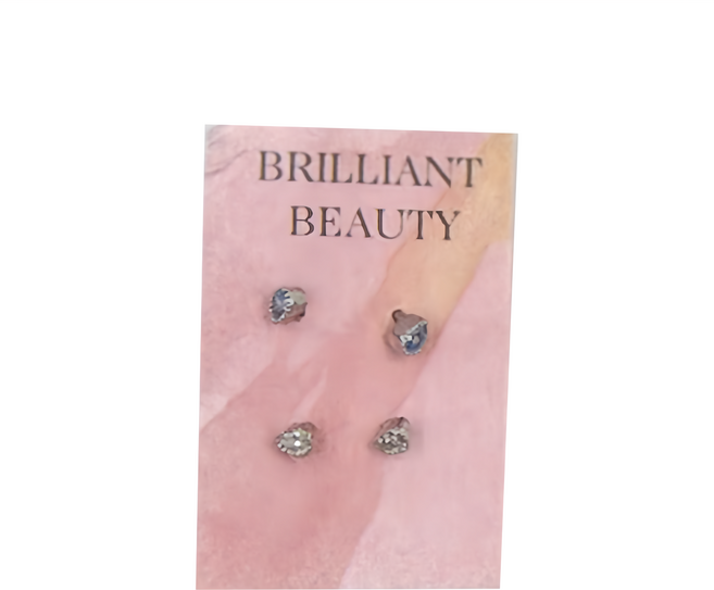 Brilliant Beauty 耀眼美人 藍色與白色水滴鋯石鑽養耳棒鈦閃耀 鈦鋼耳環