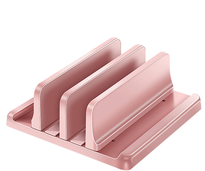 筆電散熱立架/收納架 雙槽型, 粉紅色, 1個