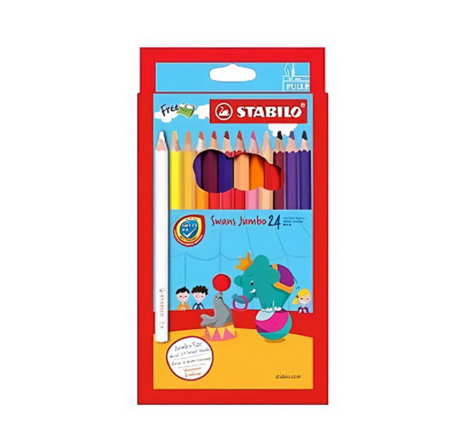 STABILO 思筆樂 特大油性色鉛筆 + 削筆器 ST1879J, 24色, 1組