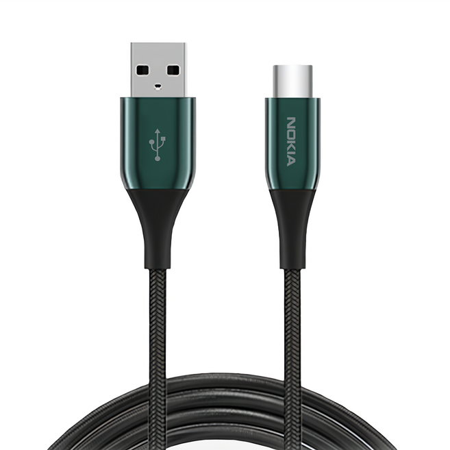 NOKIA 經典極速充電線 USB-A-USB-C, 200cm, 夜幕綠, 1條