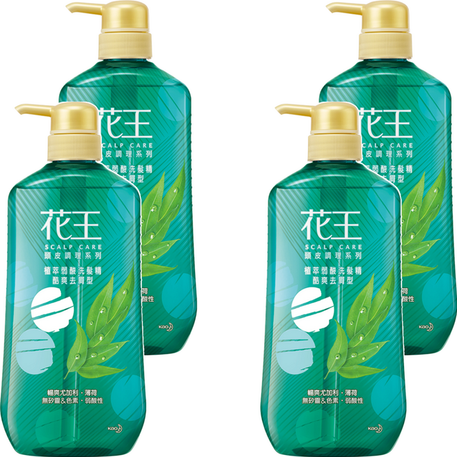 Kao 花王 植萃弱酸洗髮精 酷爽去屑型, 750ml, 4瓶