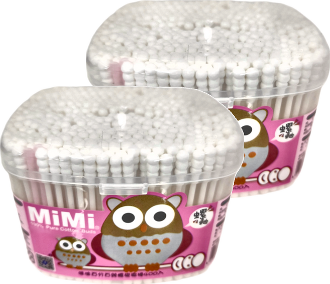 MiMi 咪咪 純棉 螺旋棉棒, 400支, 2個