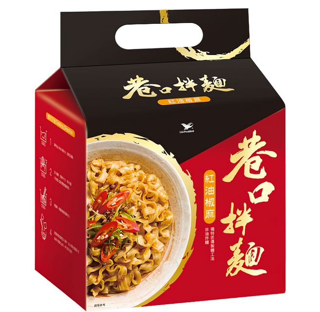 統一 巷口拌麵 紅油椒麻 105g, 4包