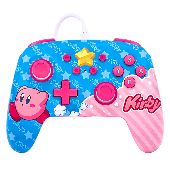 PowerA NS 周邊 Switch PowerA 有線手把, PowerA Enhanced Wired Controller, 星之卡比 藍色 + 粉色, 1個