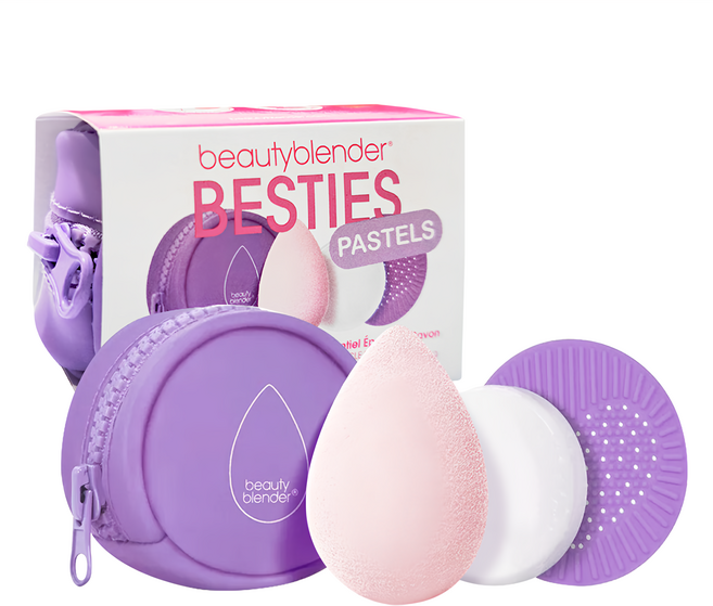 Beautyblender 原創美妝蛋 閨蜜限定組 含旅行清潔皂0.5oz 迷你清潔器 精緻化妝包, 薰衣草, 1組