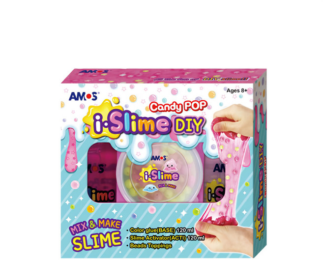 AMOS 阿摩司 i-Slime DIY 創意史萊姆 Candy POP, 1盒, 粉色 + 黃色 + 白色