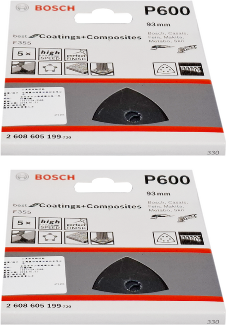 BOSCH 博世 台灣公司貨 三角形自黏砂紙 G600 2608605199 黑色 5片, 2組