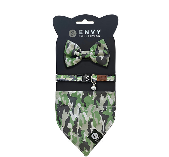 ENVY COLLECTION 貓頸圈 3件, 迷彩瘋奇幻, 1組