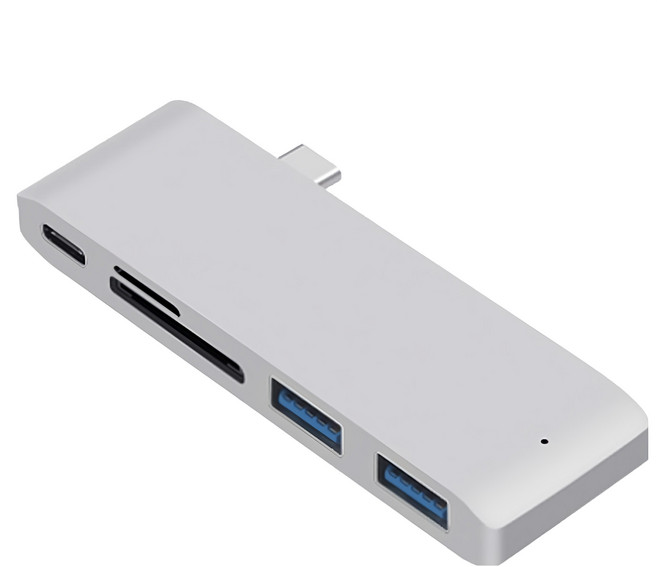 AHOYE Type-C 五合一集線器/讀卡機/雙USB, 1個, 白色, p01_05242785