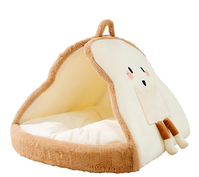 萌貝貝 法式麵包帳篷寵物窩 北極絨 海綿 PP棉, 麵包土司, 1個