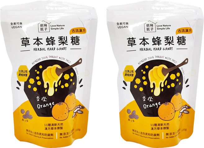 Love Nature Simple Life 依琦匠子 草本蜂梨糖分享包 香橙口味, 120g, 2包