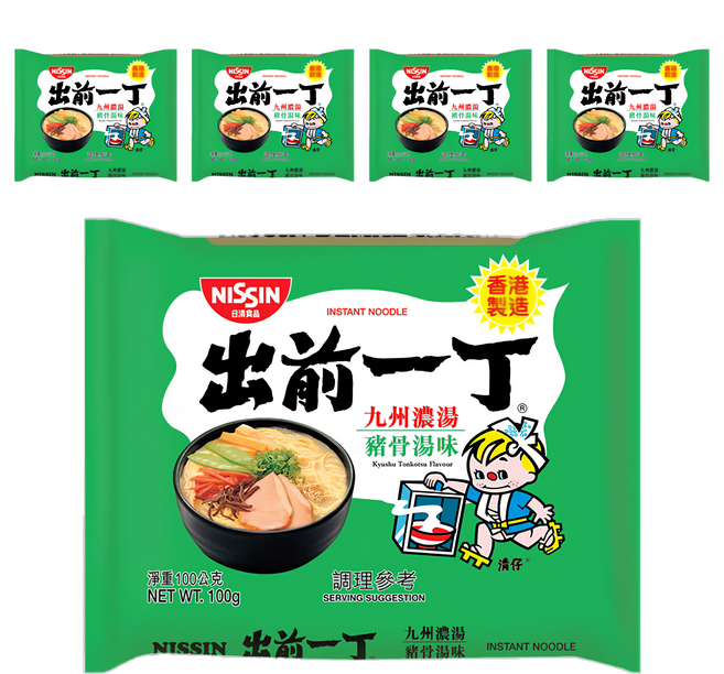 NISSIN 日清 出前一丁 九州濃湯 豬骨湯味速食麵 100g, 5包