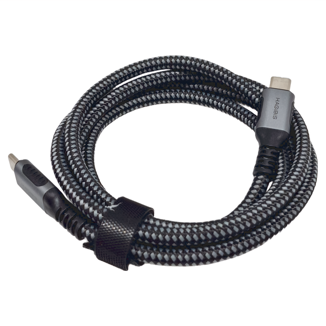 HAGiBiS 海備思 合金接頭石墨烯屏蔽編織線Type-C to C USB 4傳輸線, 1.2m, 黑色, 1條