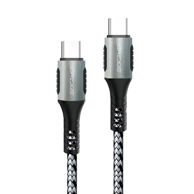 iBRIDGE Type-C-Type-C充電傳輸線 PD 100W 5A, 銀灰色, 50cm, 1條