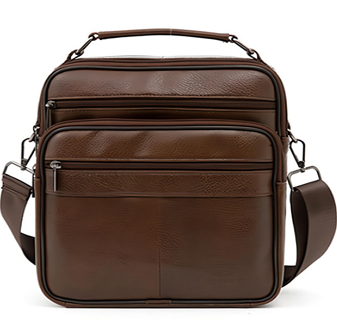 CAPACCI 男士運動皮革休閒斜背包 CCI-8802, 棕色